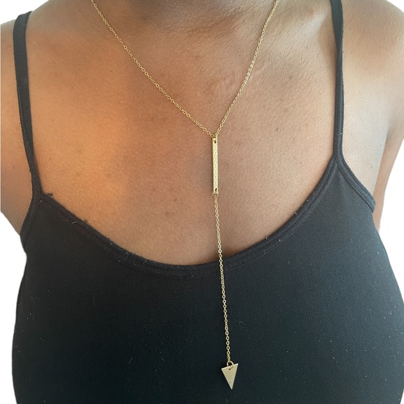 Gold Arrow Dangle Pendant Necklace - Picture 3 of 4